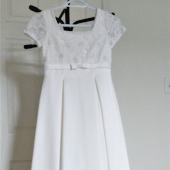 Little Maiden Girl Formal Dress Ivory A-Line Lace Satin Size 12 - Picture 2 of 6